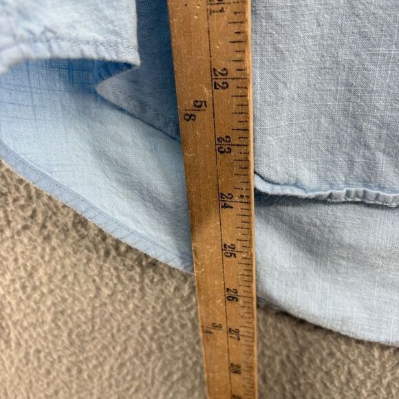 SAOVERE Linen Blend Button Up Collared Shirt Size Large Pale Blue Old Money - Picture 5 of 8